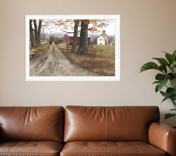 Homeroots The Road Home 14 White Framed Print Wall Art  Wood Product Paper Print Uv Coating 406403
