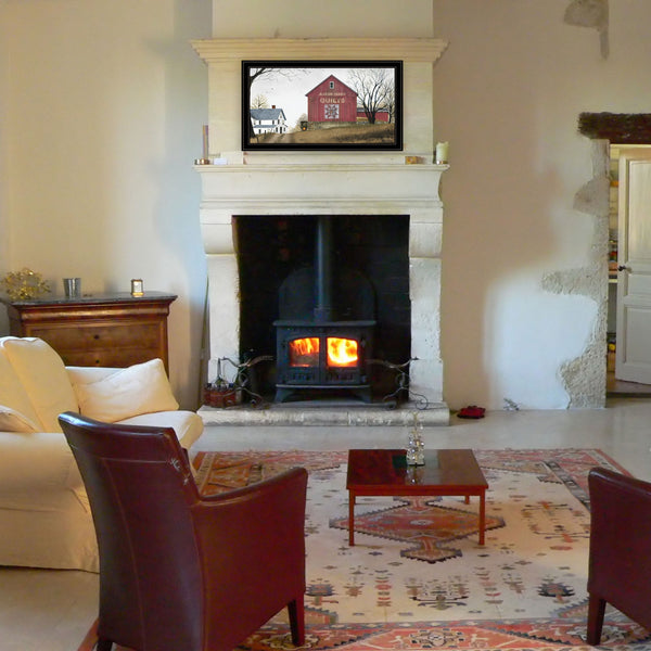 Homeroots The Quilt Barn 5 Black Framed Print Wall Art  Wood Product Paper Print Uv Coating 406417