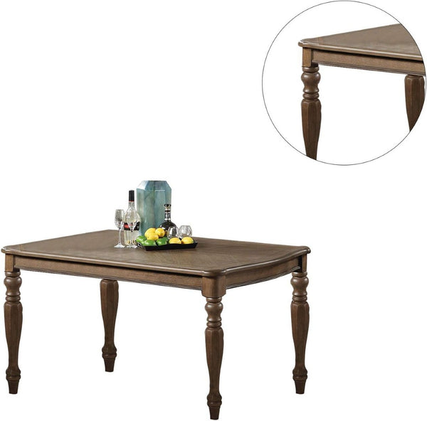 English Elm Transitional Two-tone Rectangular Dining Table Seats Six with Carved Leg Detail Oak B011P222857