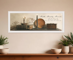 Homeroots Faith Family Friends 1 White Framed Print Wall Art  Wood Product Paper Print Uv Coating 406430