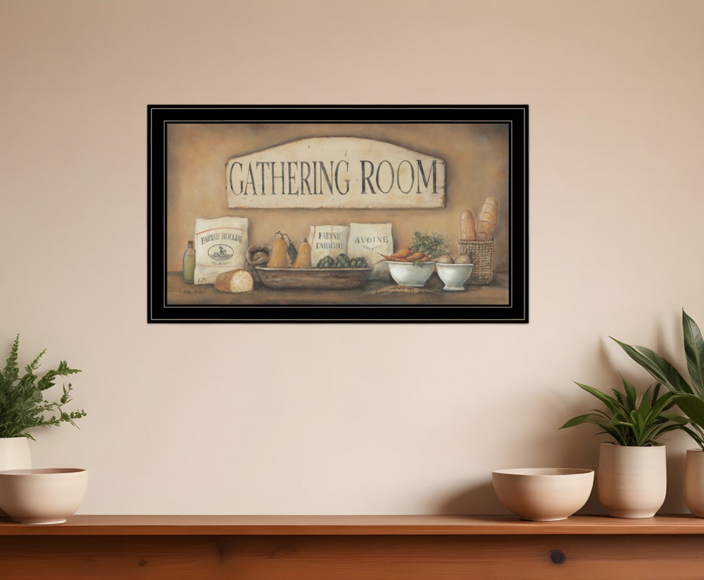 HomeRoots Gathering Room 2 Black Framed Print: Rustic Bread Wall Art for Modern Kitchen Décor & Easy Display 406442