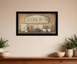 HomeRoots Gathering Room 2 Black Framed Print: Rustic Bread Wall Art for Modern Kitchen Décor & Easy Display 406442