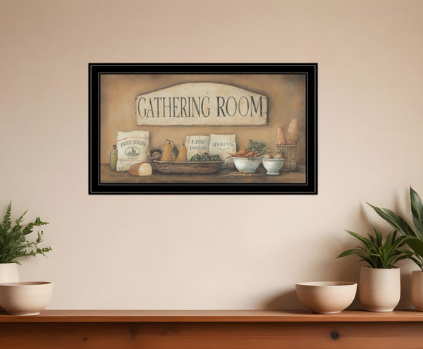 HomeRoots Gathering Room 2 Black Framed Print: Rustic Bread Wall Art for Modern Kitchen Décor & Easy Display 406442
