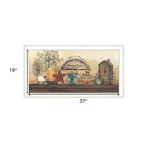 Homeroots Amazing Grace Shelf 1 White Framed Print Wall Art  Wood Product Paper Print Uv Coating 406490