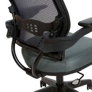 OSP Home Furnishings Deluxe Mesh Back Office Chair with Lumbar Support Synchro Tilt and Padded Arm Rests Grey 13-37N1P3-2M