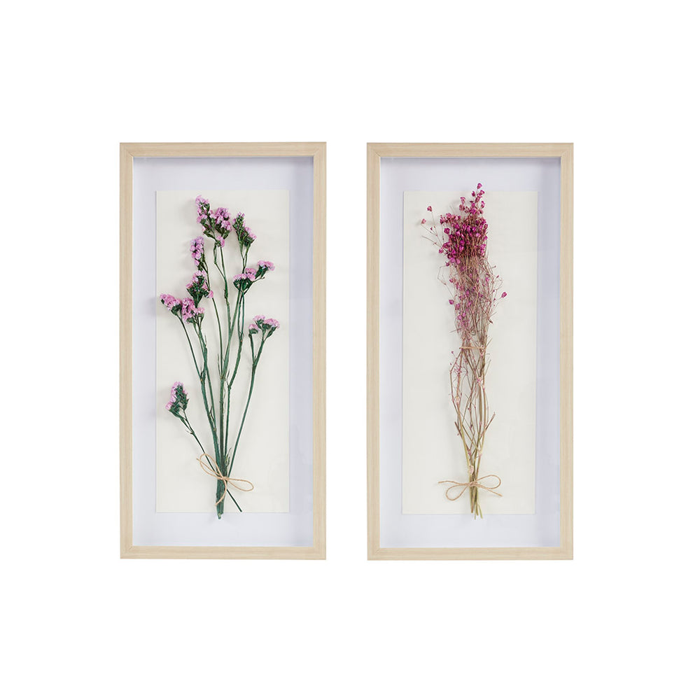 JLA Home Madison Park - Dried Flower Sun‑dried 2‑Piece Shadow Box Set — Preserved Glass Floral Art, Farmhouse Rustic Charm MP95B-0262