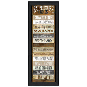 Homeroots Farmhouse Rules 3 Black Framed Print Wall Art  Wood Product Paper Print Uv Coating 406529