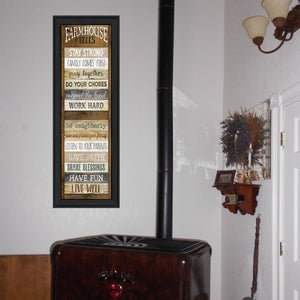 Homeroots Farmhouse Rules 3 Black Framed Print Wall Art  Wood Product Paper Print Uv Coating 406529