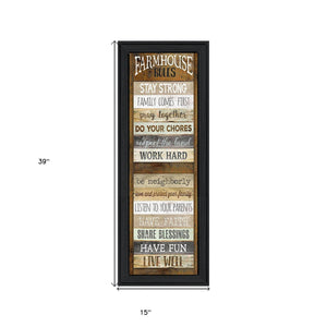 Homeroots Farmhouse Rules 3 Black Framed Print Wall Art  Wood Product Paper Print Uv Coating 406529