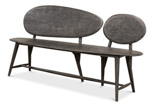 Sarreid Pebble Bench - Moleskin Grey Acacia Wood Seating For Stylish Outdoor & Indoor Spaces - Durable Elegance Grey  40653