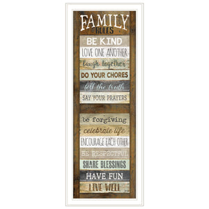 Homeroots Family Rules Shutter 2 White Framed Print Wall Art  Wood Product Paper Print Uv Coating 406531