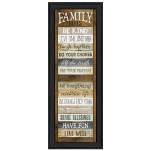 Homeroots Family Rules Shutter 3 Black Framed Print Wall Art  Wood Product Paper Print Uv Coating 406532