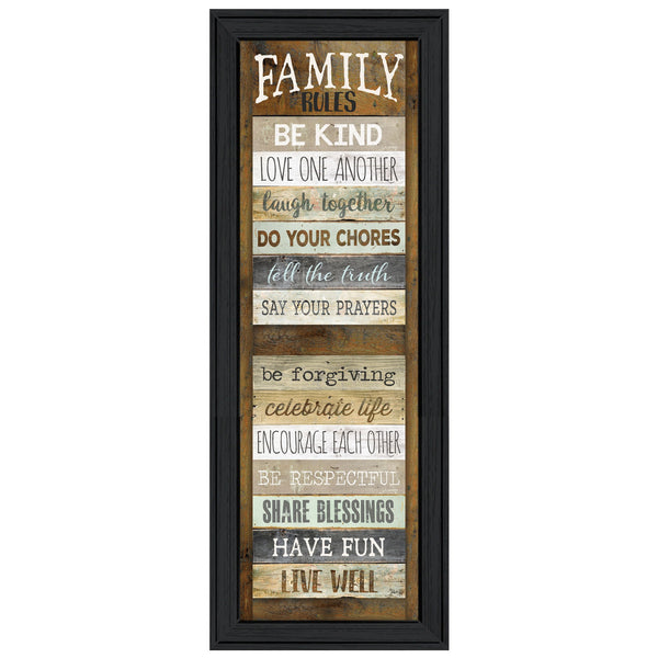 Homeroots Family Rules Shutter 3 Black Framed Print Wall Art  Wood Product Paper Print Uv Coating 406532