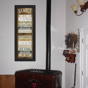 Homeroots Family Rules Shutter 3 Black Framed Print Wall Art  Wood Product Paper Print Uv Coating 406532