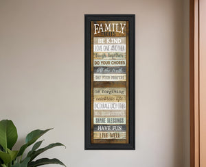 Homeroots Family Rules Shutter 3 Black Framed Print Wall Art  Wood Product Paper Print Uv Coating 406532