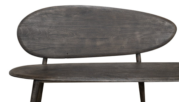 Sarreid Pebble Bench - Moleskin Grey Acacia Wood Seating For Stylish Outdoor & Indoor Spaces - Durable Elegance Grey  40653