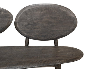 Sarreid Pebble Bench - Moleskin Grey Acacia Wood Seating For Stylish Outdoor & Indoor Spaces - Durable Elegance Grey  40653