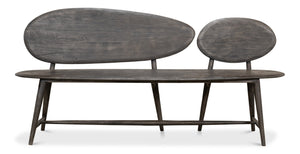 Sarreid Pebble Bench - Moleskin Grey Acacia Wood Seating For Stylish Outdoor & Indoor Spaces - Durable Elegance Grey  40653