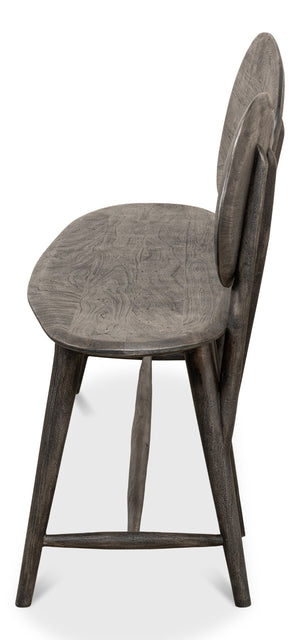 Sarreid Pebble Bench - Moleskin Grey Acacia Wood Seating For Stylish Outdoor & Indoor Spaces - Durable Elegance Grey  40653