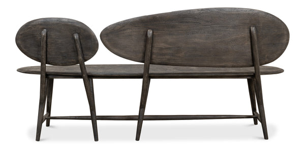 Sarreid Pebble Bench - Moleskin Grey Acacia Wood Seating For Stylish Outdoor & Indoor Spaces - Durable Elegance Grey  40653