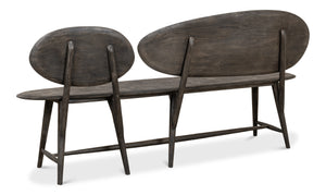 Sarreid Pebble Bench - Moleskin Grey Acacia Wood Seating For Stylish Outdoor & Indoor Spaces - Durable Elegance Grey  40653