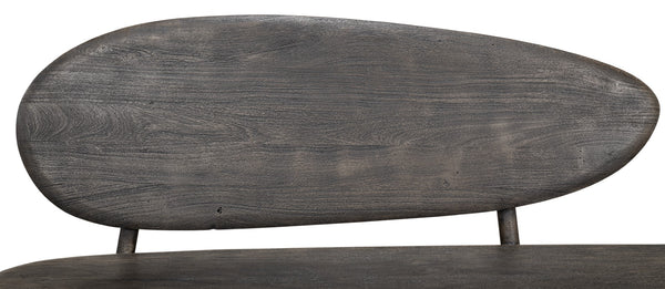 Sarreid Pebble Bench - Moleskin Grey Acacia Wood Seating For Stylish Outdoor & Indoor Spaces - Durable Elegance Grey  40653