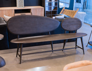 Sarreid Pebble Bench - Moleskin Grey Acacia Wood Seating For Stylish Outdoor & Indoor Spaces - Durable Elegance Grey  40653