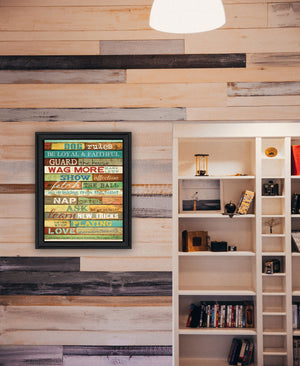 Homeroots Dog Rules 6 Black Framed Print Wall Art  Wood Product Paper Print Uv Coating 406545