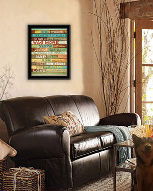 Homeroots Dog Rules 7 Black Framed Print Wall Art  Wood Product Paper Print Uv Coating 406546