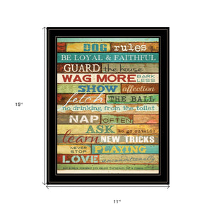 Homeroots Dog Rules 7 Black Framed Print Wall Art  Wood Product Paper Print Uv Coating 406546