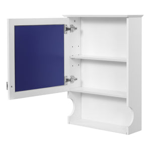 English Elm 20'' Half-Moon Wall Medicine Cabinet with Mirror, Solid Wood Frame, Soft-Close Hinges, Space-Saving Elegance White N710P313827K