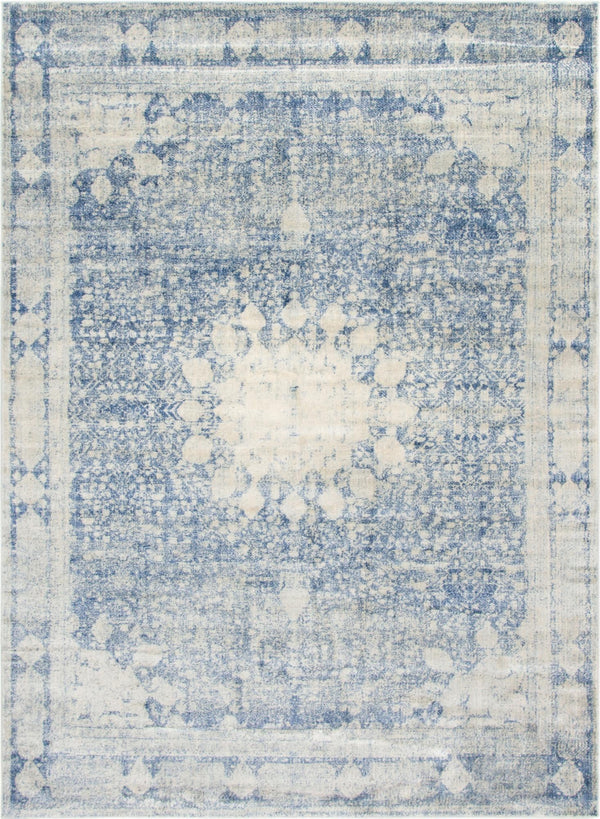 Unique Loom Asheville Rockwell Machine Made Border Rug Navy Blue, Gray/Beige 9' 0" x 12' 2"