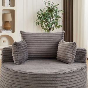 English Elm 50"l Corduroy Oversized Sleeper Chair with Neck Pillow Support for Lounge or Bedroom Grey W834P405864