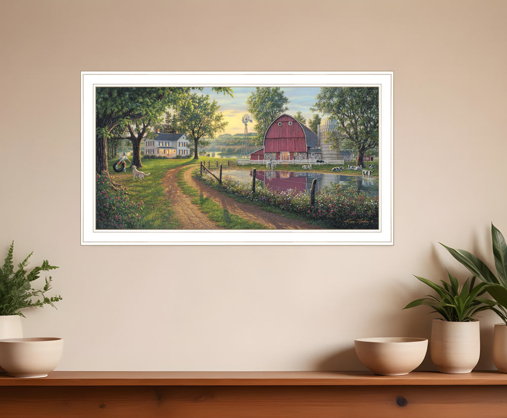 Homeroots The Road Home 10 White Framed Print Wall Art  Wood Product Paper Print Uv Coating 406607