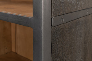 Sarreid A Gem Of A Handle Display Cabinet Left - Stylish Moleskin Grey Acacia Wood With Glass & Brass Accents Grey  40661l