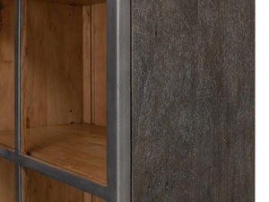 Sarreid A Gem Of A Handle Display Cabinet Left - Stylish Moleskin Grey Acacia Wood With Glass & Brass Accents Grey  40661l