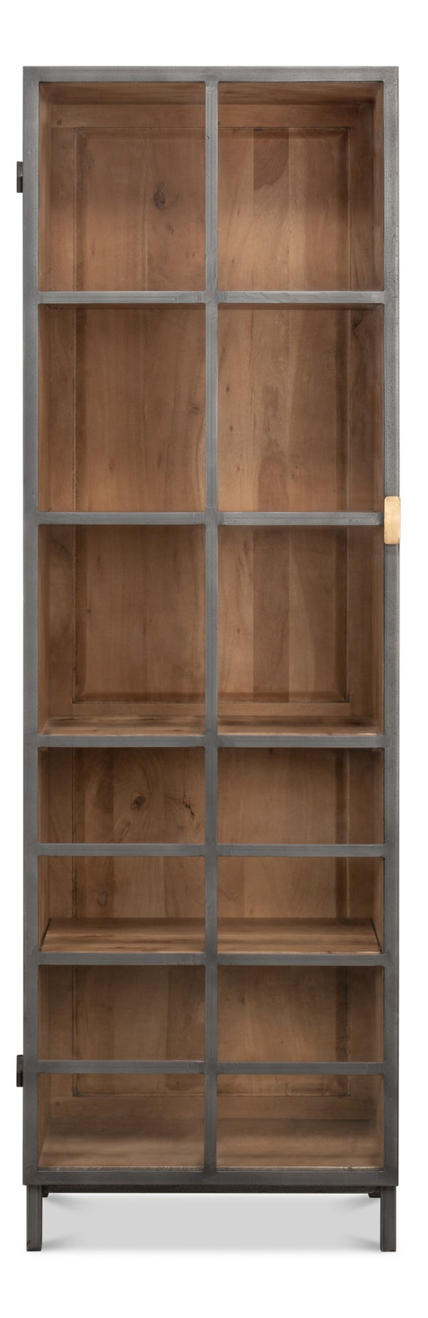Sarreid A Gem Of A Handle Display Cabinet Left - Stylish Moleskin Grey Acacia Wood With Glass & Brass Accents Grey  40661l