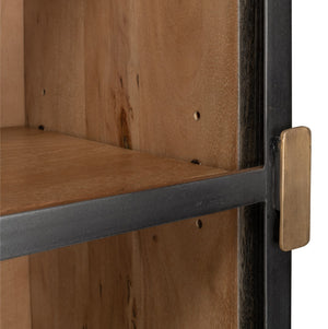 Sarreid A Gem Of A Handle Display Cabinet Left - Stylish Moleskin Grey Acacia Wood With Glass & Brass Accents Grey  40661l