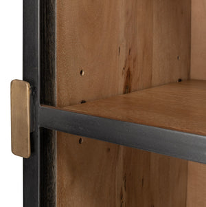 Sarreid A Gem Of A Handle Display Cabinet Right - Moleskin Grey, Acacia Wood & Steel, Sleek Glass Design Grey  40661r