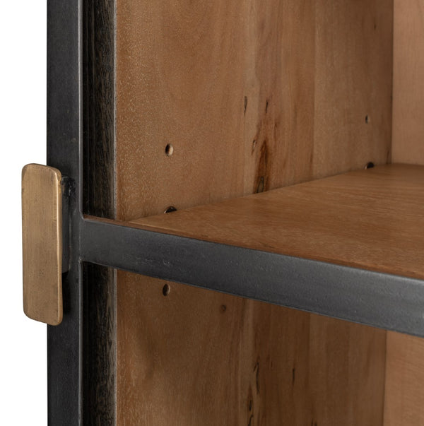 Sarreid A Gem Of A Handle Display Cabinet Right - Moleskin Grey, Acacia Wood & Steel, Sleek Glass Design Grey  40661r