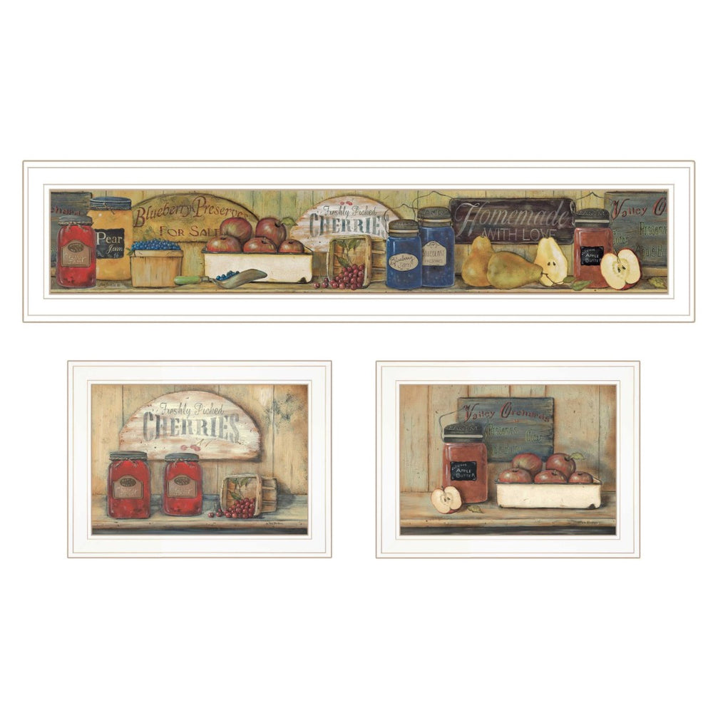 HomeRoots Set of Three Country Kitchen Framed Prints - Charming Wall Art for Cozy Dining Spaces 406625