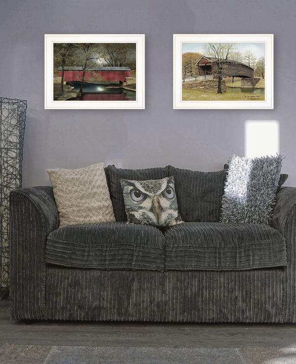 Homeroots Set Of Two Bridges Of 1 White Framed Print Wall Art  Wood Product Paper Print Uv Coating 406627