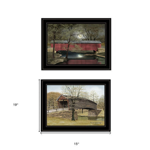 HomeRoots Set of Two Framed Bridge Prints in Stylish Black Frames - Modern Wall Art for Home Décor 406628