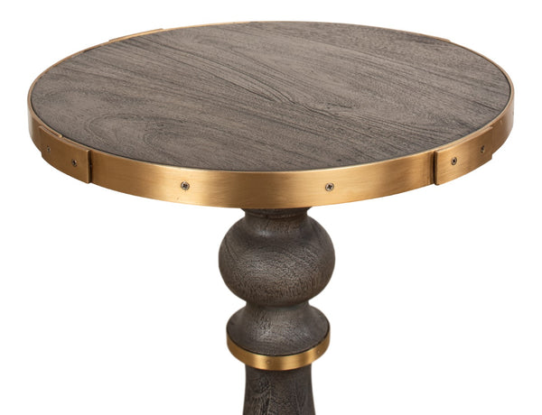 Sarreid Upturned Goblet Side Table In Moleskin Grey - Elegant Oak & Brass Design For Chic Living Spaces Grey  40662