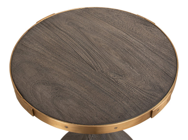 Sarreid Upturned Goblet Side Table In Moleskin Grey - Elegant Oak & Brass Design For Chic Living Spaces Grey  40662