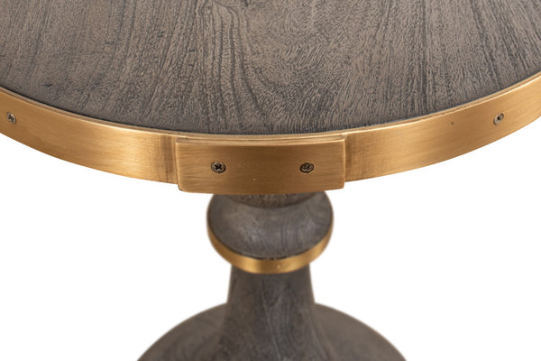 Sarreid Upturned Goblet Side Table In Moleskin Grey - Elegant Oak & Brass Design For Chic Living Spaces Grey  40662