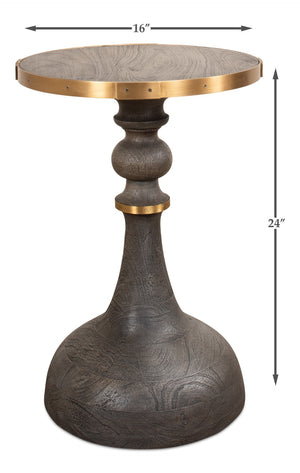 Sarreid Upturned Goblet Side Table In Moleskin Grey - Elegant Oak & Brass Design For Chic Living Spaces Grey  40662