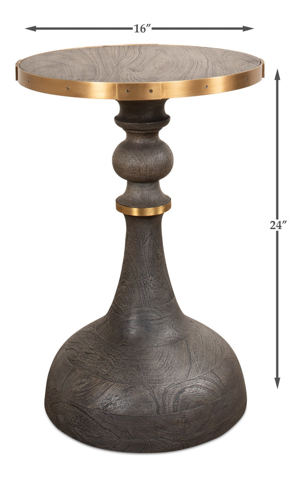 Sarreid Upturned Goblet Side Table In Moleskin Grey - Elegant Oak & Brass Design For Chic Living Spaces Grey  40662