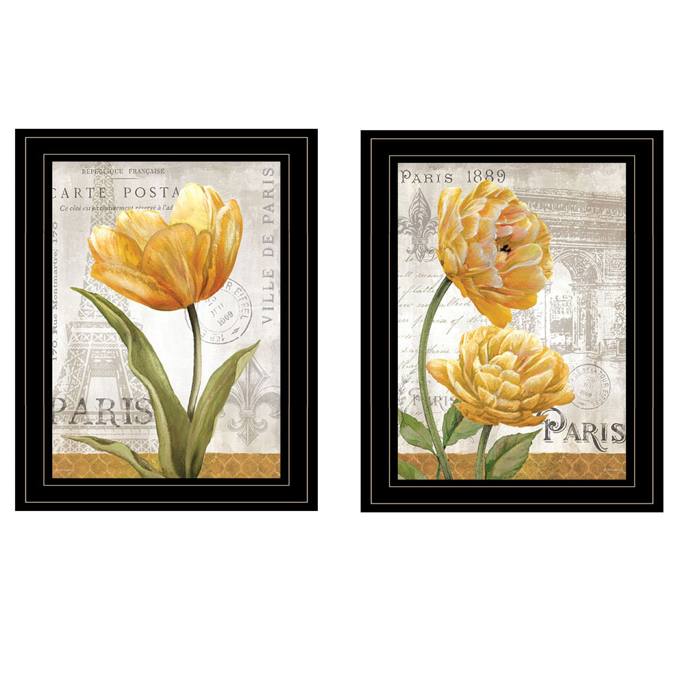Homeroots Set Of Two Paris 2 Black Framed Print Wall Art  Wood Product Paper Print Uv Coating 406630