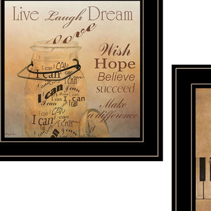Homeroots Set Of Two Music 2 Black Framed Print Wall Art  Wood Product Paper Print Uv Coating 406634